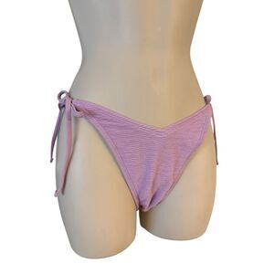 NEW Ivory Rose Textured Side Tie Bikini Bottom Lavender Size 8